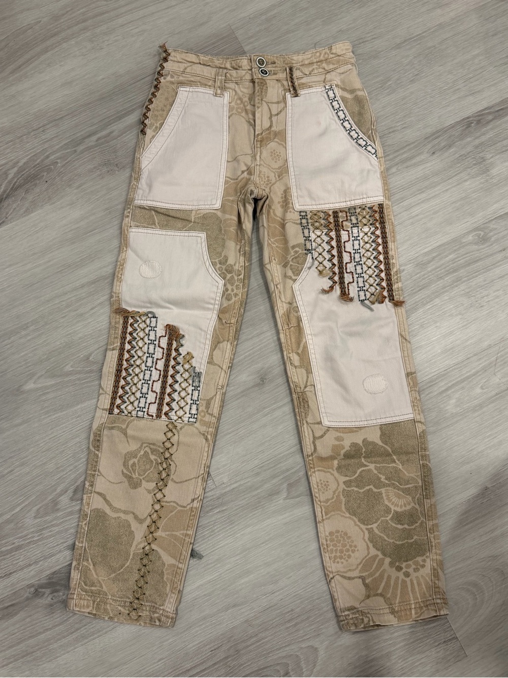 Anthropologie Pilcro Camp Wanderer Patchwork Embroidered Floral Pants